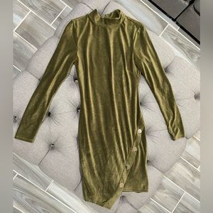 Almost Famous Long Sleeve Mini Bodycon Dress - Size Medium - Dark Green